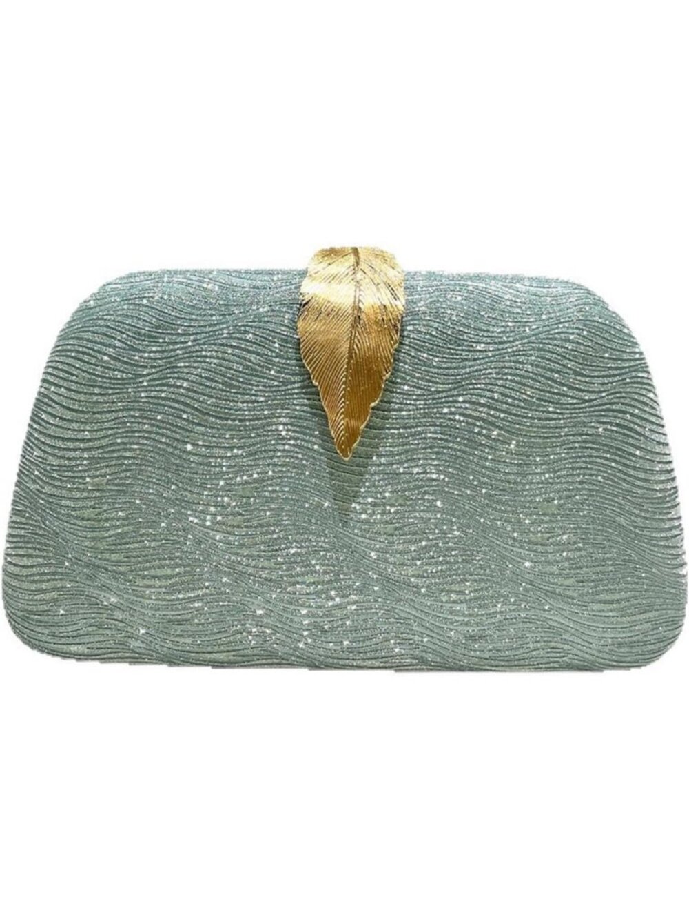 〽️ Women's Green Metallic Leaf Clasp For Dinner Banquet Evening Clutch Purse